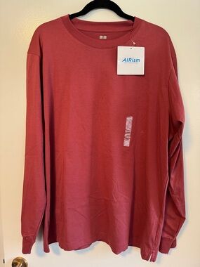 Uniqlo Men’s AIRism Long Sleeve Crew Neck Shirt - Rose